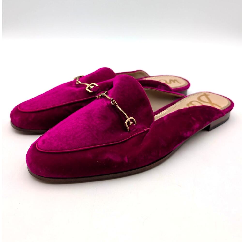 Sam Edelman Linnie Bit Mules Slip-On Women's Raspberry Velvet Size US9M EU40